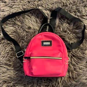 Betsy Johnson Hot Pink Studded Mini Backpack